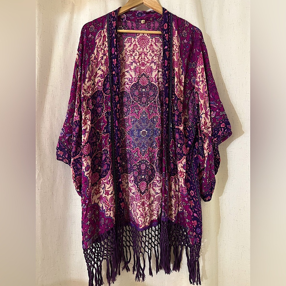 SPELL Kiss The Sky Kimono Sz OS - Women | Color: Purple | Size: One Size